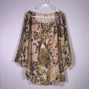 Fig and Flower Anthropologie Multicolor Paisley Flowy Blouse Size 3X 0997